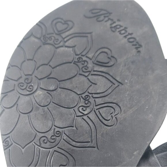 Brighton Nassau Black Leather Low Heel Slide Sandals 8.5M Silver Plated Crystal - Picture 10 of 11